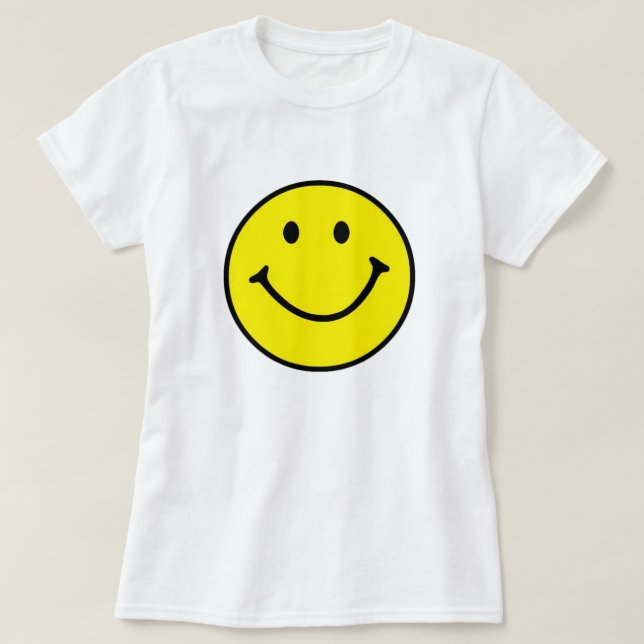 T-shirt Jaune brillant et joyeux visage souriant (Design devant)
