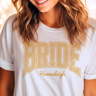 T-shirt Jaune Doré Floral MARIÉE Fête de Mariage