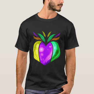 T-shirt Jaune Doré Violet Et Coeur Vert Pour Mardi Gra