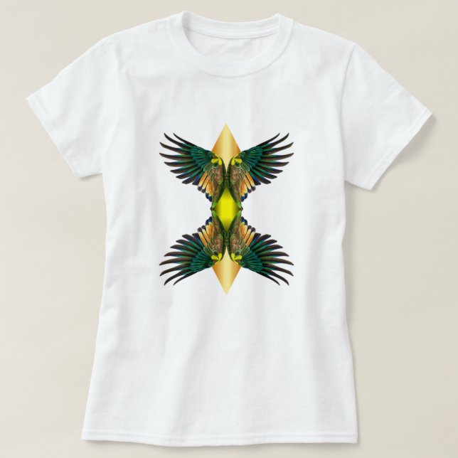 T-shirt Jaune Double Ailes Diamant Design (Design devant)