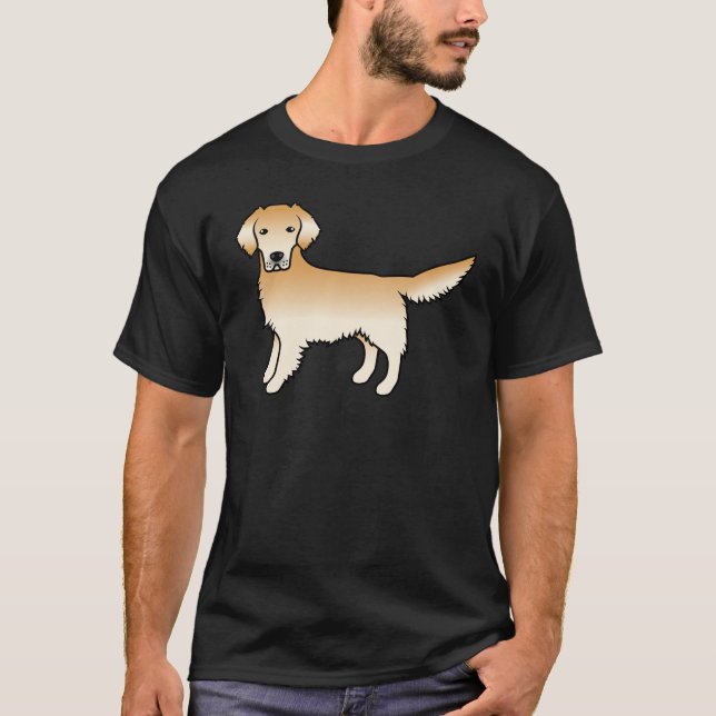 T-shirt Jaune Golden Retriever mignon chien de dessin (Devant)