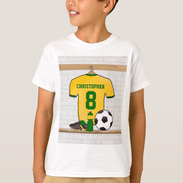 T-shirt Jaune Jaune Personnalisé Jaune Jouet de Football (Devant)