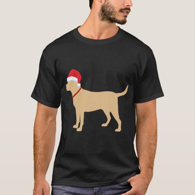 T-shirt Jaune Lab Santa Hat Cute Labrador Noël (Devant)