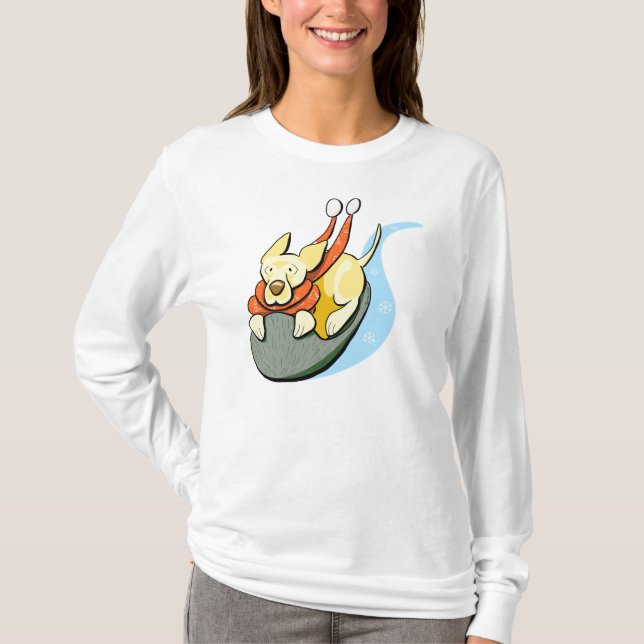 T-shirt Jaune Lab Snow Sled Moderne (Devant)