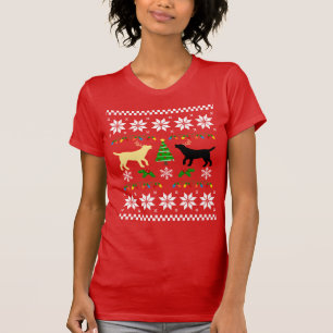 T-shirt Jaune Labrador et Noir Labrador Noël laid