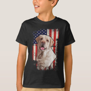 T-shirt Jaune Labrador Labs Patriotique American Flag Chie