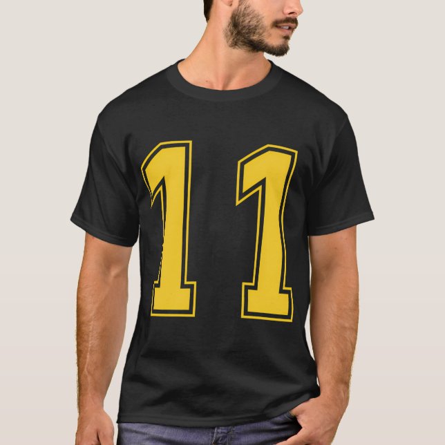 T-shirt Jaune Numéro 11 Team Junior Sports Numéroté Unifo (Devant)