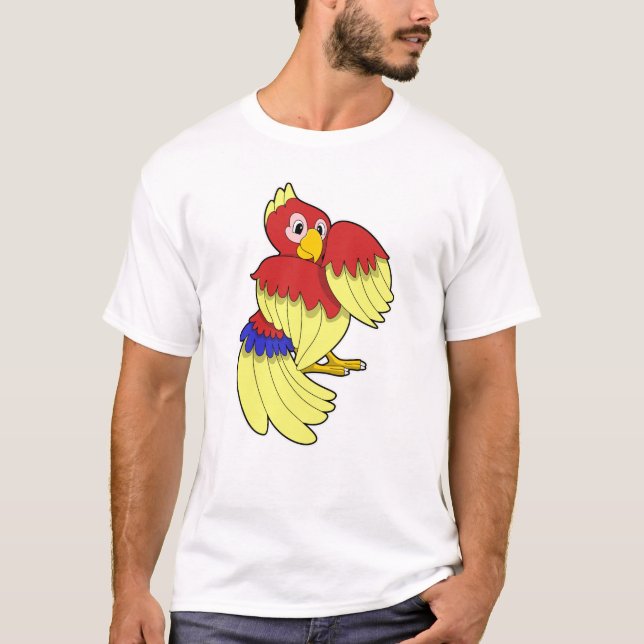 T-shirt Jaune rouge perroquet (Devant)