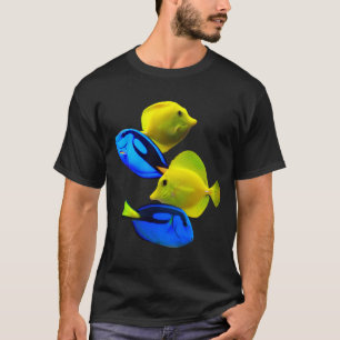 T-shirt Jaune Tang Bleu Tang Saltweau Reef Poisson Art
