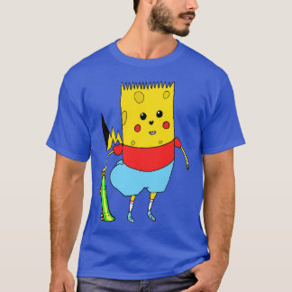 T-shirt Jaune toon Caractère ÉpongeBart PikaPants Frapper