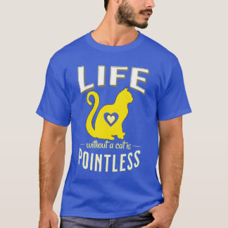 T-shirt jaune Vie sans chats inutile Chat Dormir frite