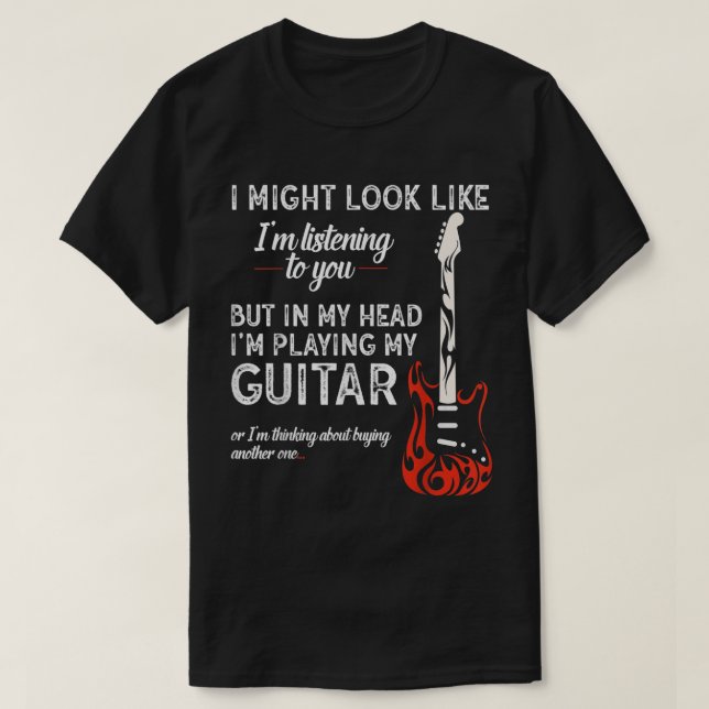 T-shirt J'Aurais L'Air De T'Écouter Guitare (Design devant)