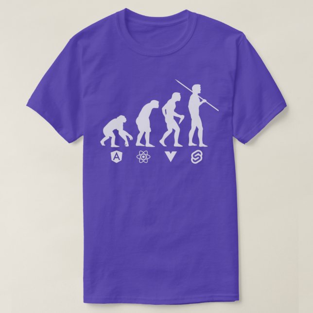 T-shirt JavaScript Front End Frameworks Evolution Monochro (Design devant)