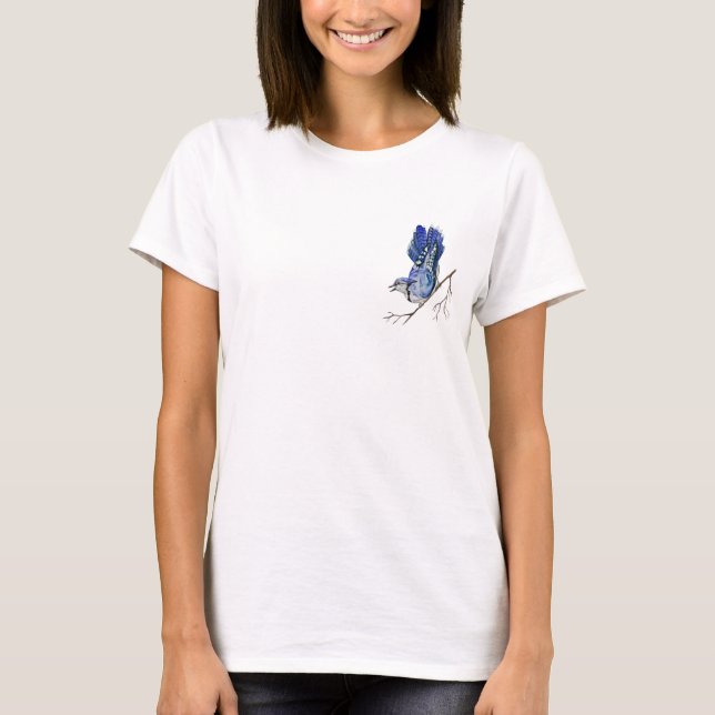 T-shirt Jay bleu d'oiseau de la forêt (Devant)