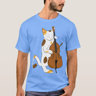 T-shirt Jazz chat joue debout basse musicien cadeau