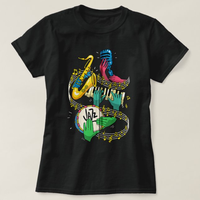 T-shirt Jazz Hands Saxophone Player Musique Lover Singer Z (Design devant)