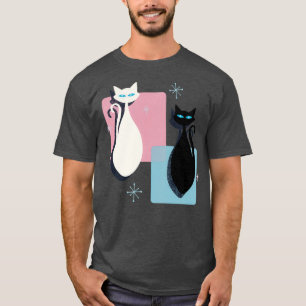 T-shirt Jazzy Midsiècle moderne Noir et blanc Abstrait C