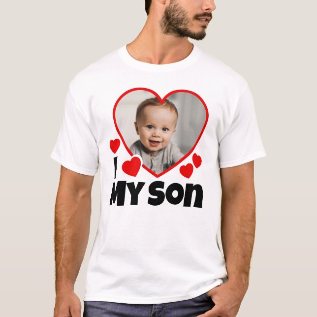 T-shirt J'Coeur Mon Fils Lumière Photo Personnalisée (Devant)