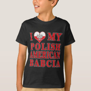 T-shirt J'Coeur Mon Polonais Américain Babcia