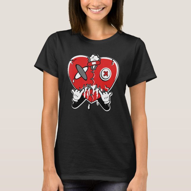 T-shirt JD 4 Red Thunder Heart Crying  Red Thunder 4s Matc (Devant)