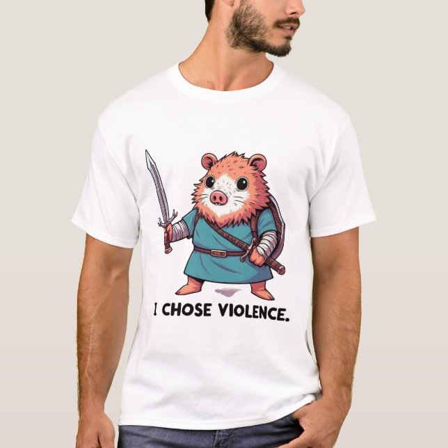 T-shirt Je Choisis la Violence Guerrier Hamster (Devant)
