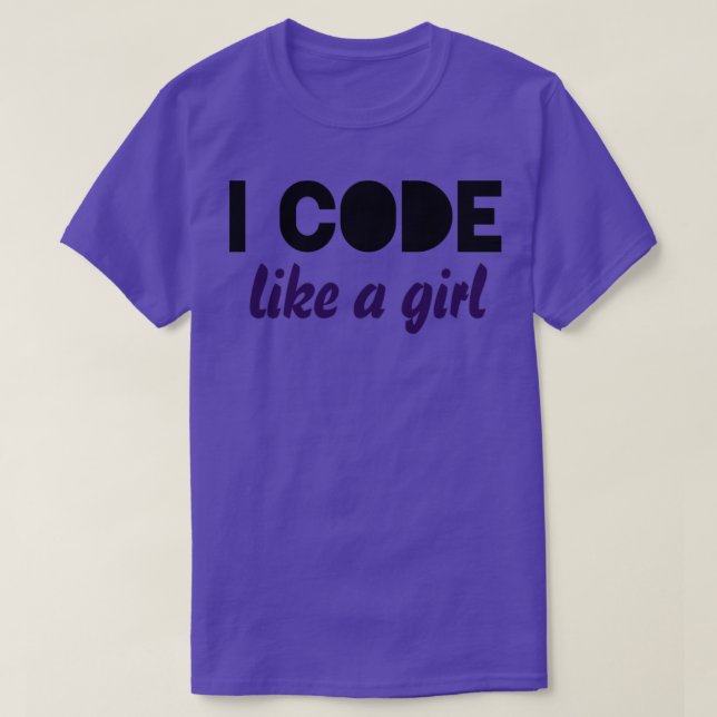 T-shirt je code comme une fille (Design devant)