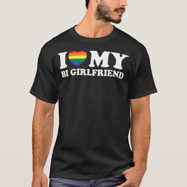 T-shirt Je coeur mon Bi Girlfriend J'aime mon Bi Girlfrien (Devant)