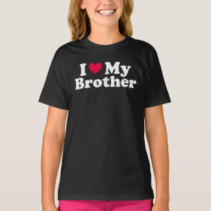 T-shirt Je Coeur Mon Frère Funny Frère Coeur Rouge