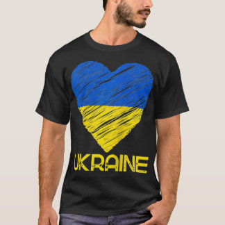 T-shirt Je Coeur Ukraine Drapeau Tee Je soutiens les Ukrai