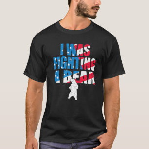 T-shirt Je Combattais Un Ours Drapeau Américain Blessure S
