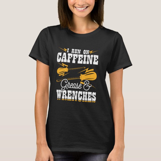 T-shirt Je cours sur la graisse et les clés de caféine (Devant)