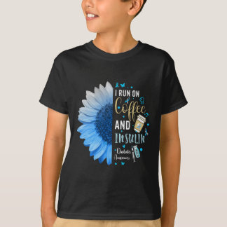 T-shirt Je Cours Sur Le Café Et L'Insuline Cadeau Pour Le 