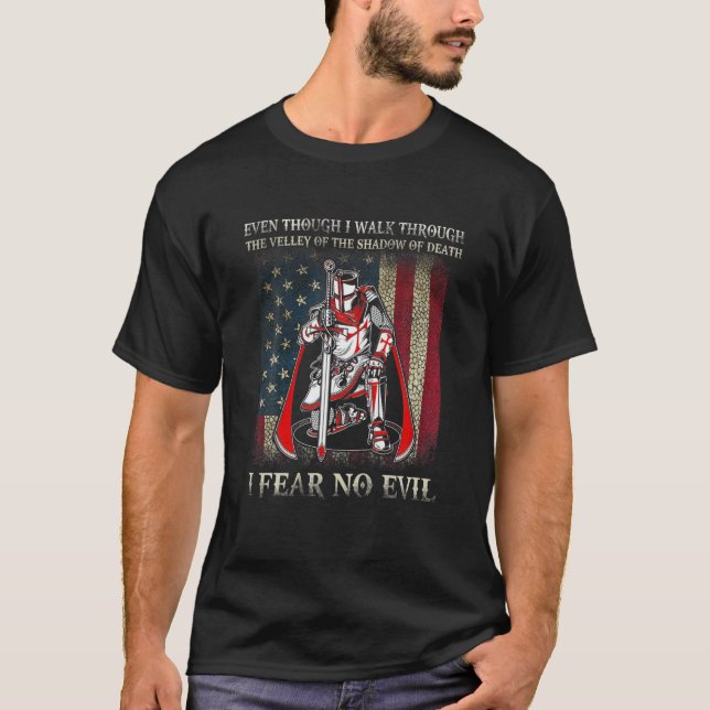 T-shirt Je crains pas mal Chevalier Templier Guerrier Knee (Devant)
