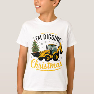 T-shirt Je creuse Noël Excavatrice mignonne Arbre Enfants