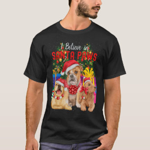 T-shirt Je Crois Aux Chiens Mignons De Père Noël Qui Porte