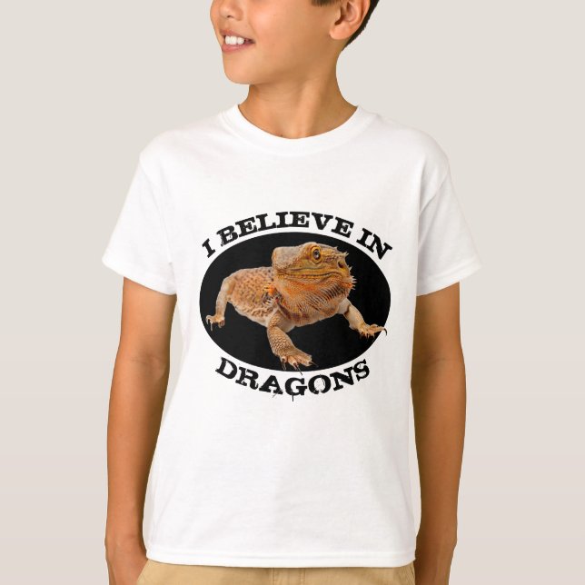 T-shirt "Je crois aux dragons" avec le dragon barbu (Devant)