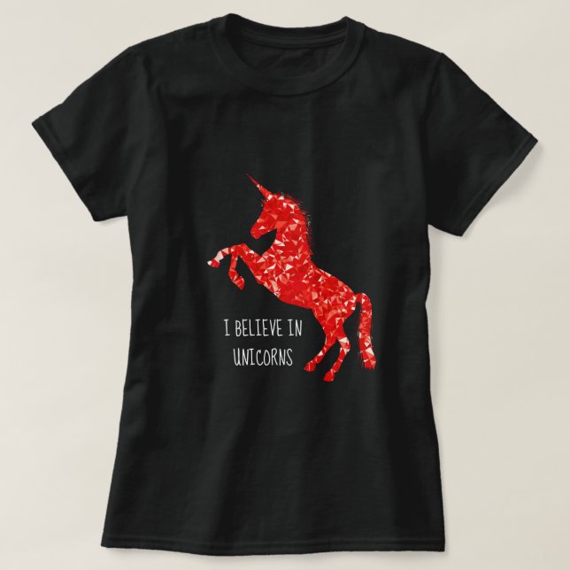 T-shirt Je crois en licornes slogan créature mythique (Design devant)