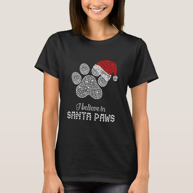 T-shirt Je Crois En Père Noël Paws Avec Le Casquette De No (Devant)