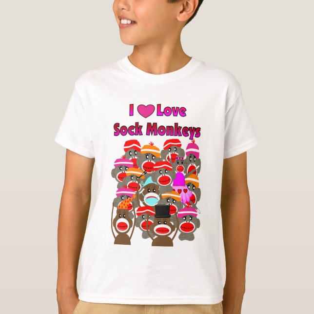 T-shirt "JE des cadeaux AIME de CHAUSSETTE SINGES   " (Devant)
