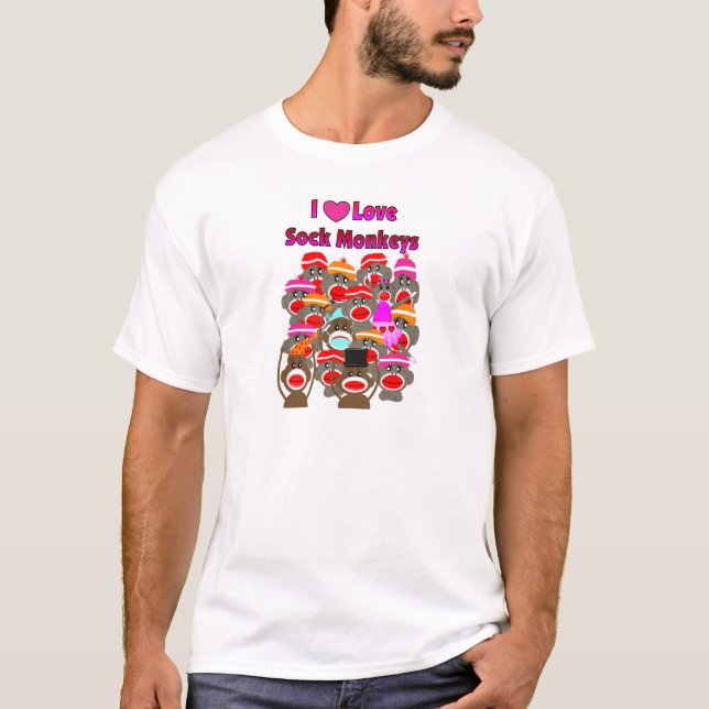 T-shirt "JE des cadeaux AIME de CHAUSSETTE SINGES   " (Devant)