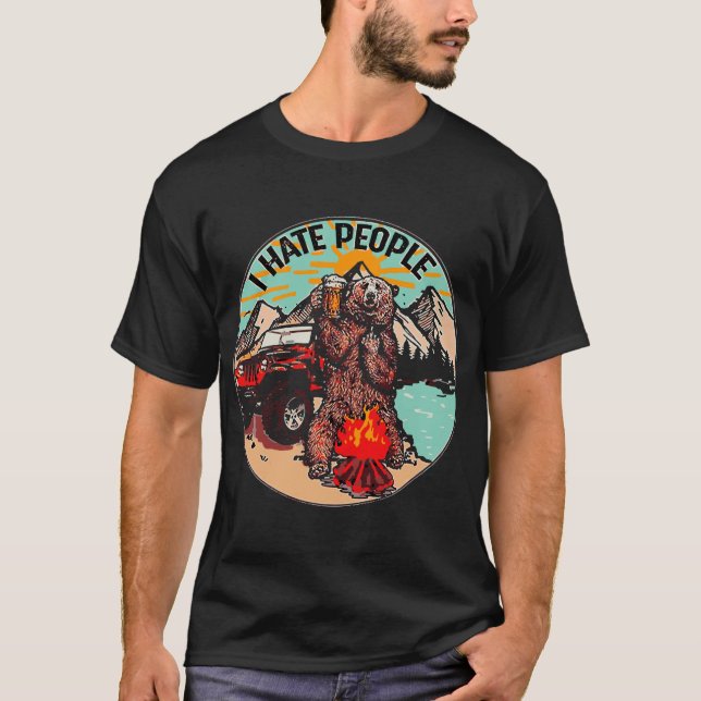 T-shirt Je déteste des personnes que je mange de la bière (Devant)