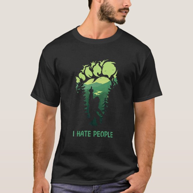 T-shirt Je Déteste Les Gens Camping Lover Bigfoot (Devant)