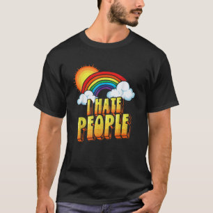 T-shirt Je Déteste Les Gens Drôle Antisocial Distressé Vin