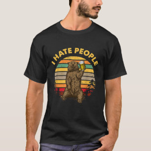 T-shirt Je Déteste Les Gens Drôle Bière Boire Ours Wildern