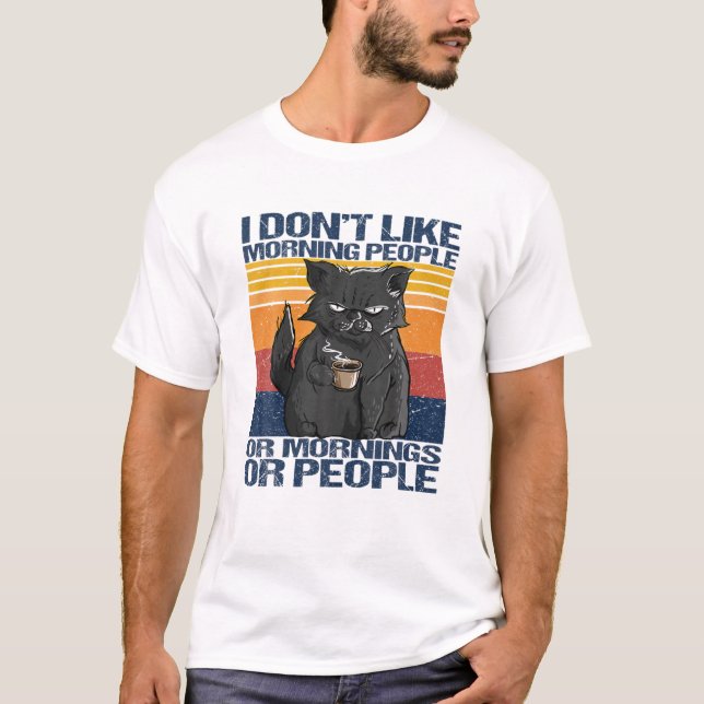 T-shirt Je Déteste Les Matins, Les Matins Et Les Gens Katz (Devant)
