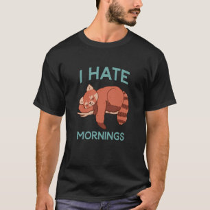 T-shirt Je Déteste Matin Fatigué Panda Rouge Dormir Cute P