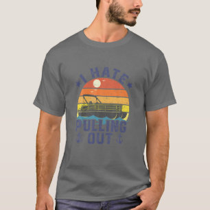 T-shirt Je Déteste Sortir Pontoon Capitaine Funny Boat Vin