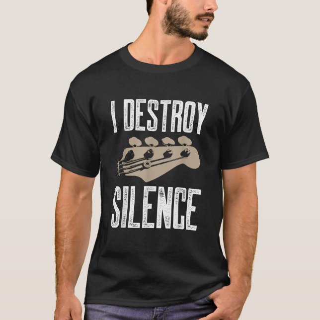 T-shirt Je détruit Silence Basse Guitares Guitare Guitare  (Devant)