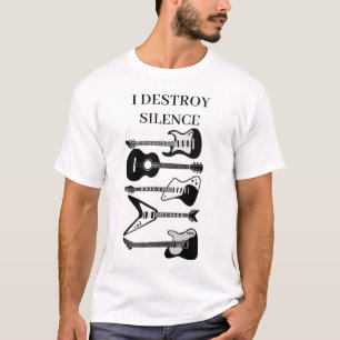 T-shirt Je détruit Silence Guitare Guitariste Hommes Femme