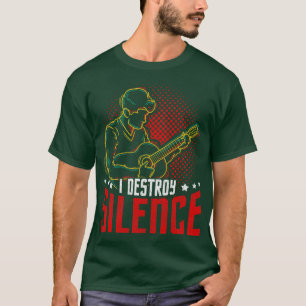 T-shirt Je détruit Silence Guitariste Guitare Cadeau